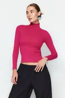 Trendyol Pink Premium Soft Fabric Rolák Vypasovaný/flexibilní pletený Halenka