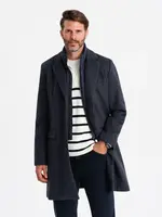 Ombre Unzipped men's wool coat - navy blue