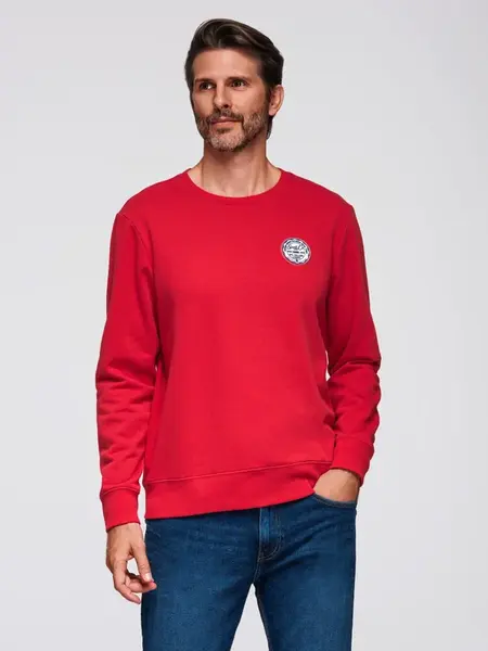 Ombre Men's non-stretch sweatshirt with college style patch - red