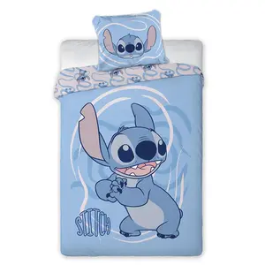 Bavlněné ložní povlečení Stitch modrý