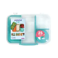 SISTEMA To Go Tříkomorová krabička s nádobou a miskou zelená  1,48 l