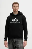 Mikina Alpha Industries pánská, černá barva, s kapucí, s potiskem, 146343.423