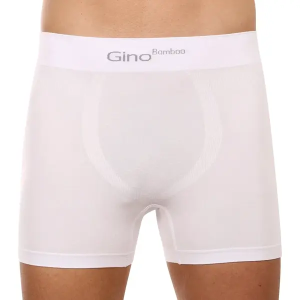Gino Pánské boxerky bezešvé bambusové bílé (54004) S