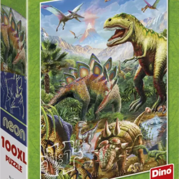 Puzzle Svítící svět dinosaurů 100 xl dílků neon