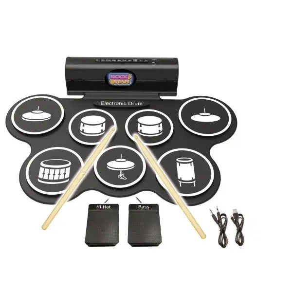 Elektronická bicia súprava s 2 pedálmi 44x32x6 cm