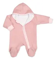 Baby Nellys Pletený overal s kapucí, CUTE - pudrově růžový, vel. 62