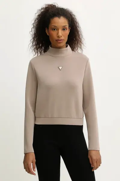 Mikina Guess OLYMPE dámská, béžová barva, hladká, V4YQ05 KCAY2