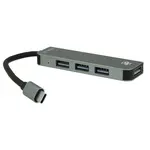 JP Hub 4v1, USB-C na 4x USB 3.0, šedý