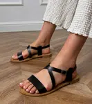 marka niezdefiniowana Black flat sandals with strap Kallis