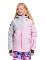 Dětská snb & ski bunda meatfly deliah světle šedá/růžová 158