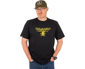 Black cat tričko distressed logo black tee - xl