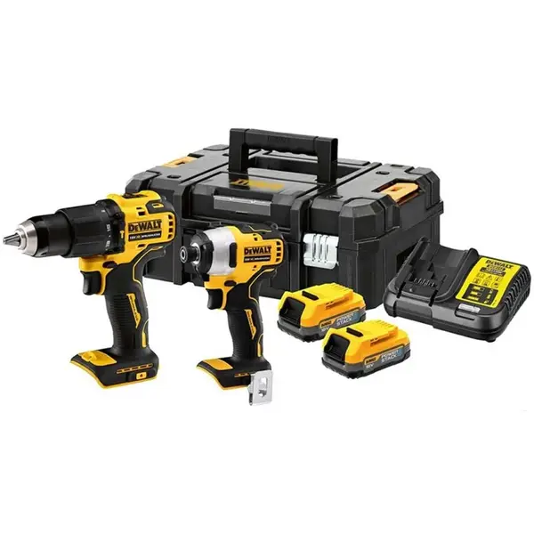 DeWALT Náradie - 18V AKU súprava vŕtacieho skrutkovača a rázového uťahovača, 2x aku 1,7 Ah Powerstack, nabíjačka DCK2062E2T