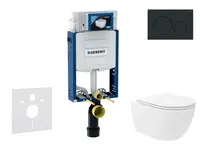 Geberit Kombifix - Set předstěnové instalace, klozetu Oudee Vortex a sedátka softclose, tlačítko Sigma20, matná černá/černá SANI15CA5141