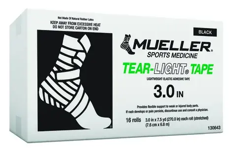 MUELLER Tear-Light® Tape, černá, 7,6 cm x 6,8 m, 16 ks