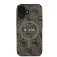 Zadní kryt Guess PU Leather 4G Colored Ring MagSafe pro Apple iPhone 16, hnědá