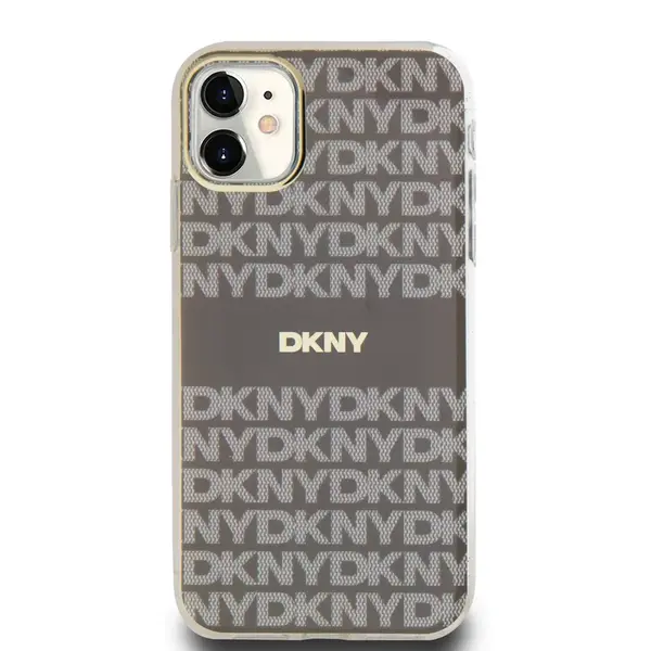 Zadní kryt DKNY PC/TPU Repeat Pattern Tonal Stripe Magsafe pro Apple iPhone 11, béžová