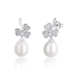 JwL Luxury Pearls Trojlístkové strieborné náušnice s perlou a zirkónmi JL0618