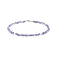 Tanzanitový náramek s perlami v bílém zlatě KLENOTA