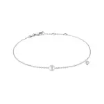 Náramek s perlou a diamantem v bílém zlatě KLENOTA