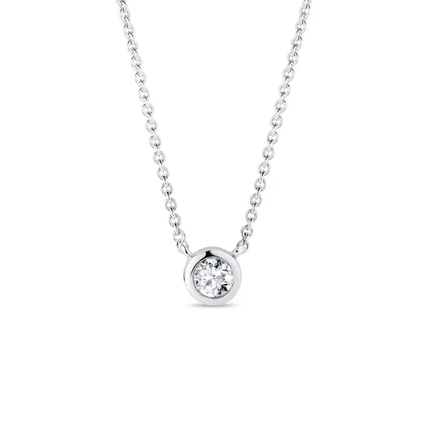 Náhrdelník z bílého zlata s bezel briliantem KLENOTA