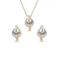 Perlová súprava zo žltého zlata KLENOTA