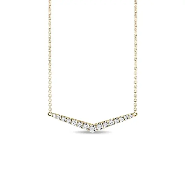 Briliantový náhrdelník s motívom V zo žltého zlata KLENOTA