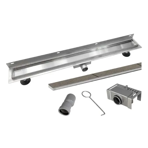 Mereo Odtokové žlaby - Nerezový žlab ke stěně, s roštem Tile, 80x7 cm CZ182