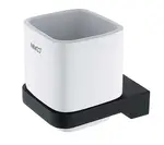 Nimco Maya - Pohárek na kartáčky a pastu s držákem, bílá keramika/černý mat MAC 29058K-90