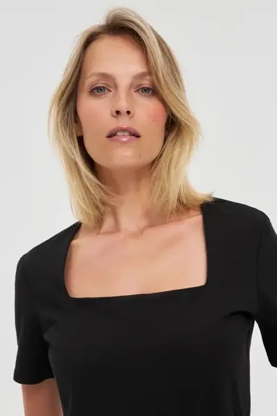 Marisse Black Diamond Neckline Blouse