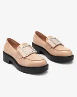 Resti Lacquered shoes with a buckle in nude color Fogim- Footwear