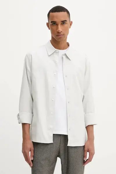 Bavlněná košile Calvin Klein pánská, modrá barva, regular, s klasickým límcem, LV04LD119G