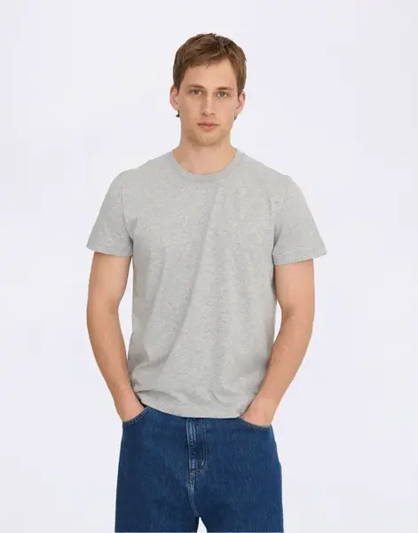 Organic Basics True Regular Fit Tee Grey Melange M