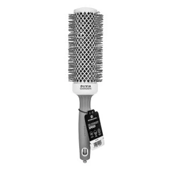Olivia Garden Expert Blowout Speed Round Brush Wavy Bristles White & Grey 45 mm kefa na vlasy