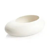 Oválny nízky kvetináč FANCY HOME Stones, biela