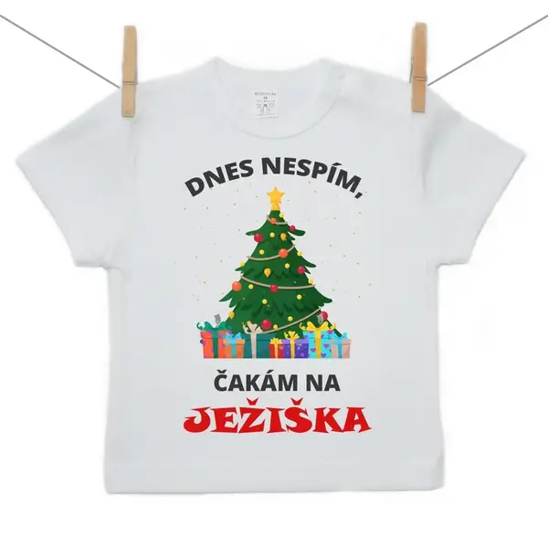 Boodyy Tričko s krátkym rukávom Dnes nespím, čakám na Ježiška 68 (3-6 mesiacov)