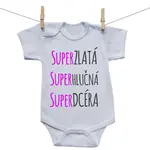 Boodyy Body s krátkym rukávom Super zlatá, super hlučná, super dcéra 68 (3-6 mesiacov)