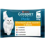 Gourmet Perle kapsičky pre mačky morka, tuniak, kačica, jahňacie v šťave 4×85 g