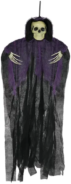 Visiaca dekorácia Kostra s tunikou fialová 90cm