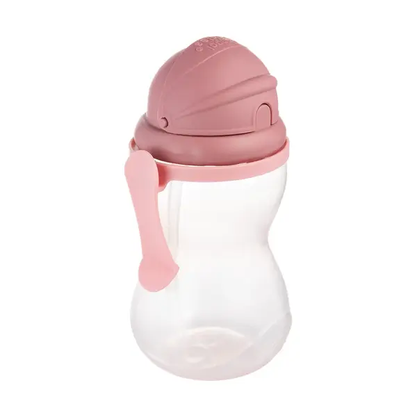 Canpol babies Športová fľaša so silikónovou slamkou 370ml 12m+ ružová