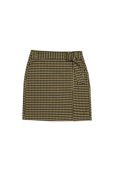 Marisse Checked Skirt With Belt Z-Sc-3011 Mustard