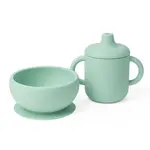 Detský silikónový set FreeON - zelený hrnček a miska