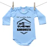 Boodyy Modré body s dlhým rukávom Keď vyrastiem budem kamionista 86 (12-18 mesiacov)