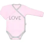 Baby Nellys Body dlouhý rukáv Love - zapínání bokem, růžové vel.  62