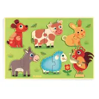 Djeco Dřevěné puzzle Na dvorku