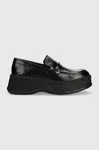 Kožené mokasíny Calvin Klein PITCHED LOAFER W/HW dámské, černá barva, na platformě, HW0HW01817