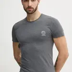 Bavlněné tričko Versace šedá barva, s potiskem, AUU01005 1A10011