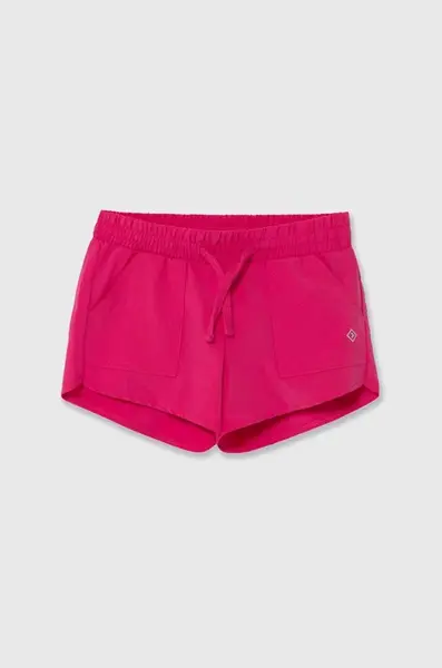 Dětské kraťasy Abercrombie & Fitch růžová barva, hladké, nastavitelný pas