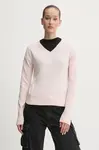Svetr z hedvábné směsi Guess Jeans růžová barva, lehký, W4BR84 Z3HO2