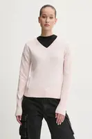 Svetr z hedvábné směsi Guess Jeans růžová barva, lehký, W4BR84 Z3HO2