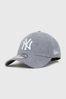 Bavlněná baseballová čepice New Era šedá barva, s aplikací